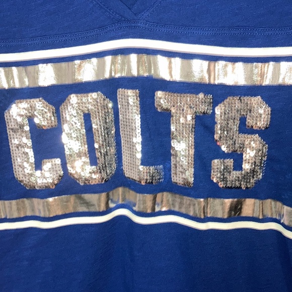 Indianapolis Colts PINK V Neck Blue Football Jersey Shirt Blouse Small - Picture 3 of 8